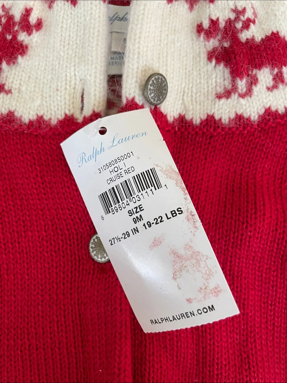 Baby Ralph Lauren New with Tags 9-12mo Holiday Sweater